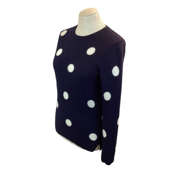 Boden Womens Cashmere Polka Dot Sweater Small Navy/White - Picture 6 of 9